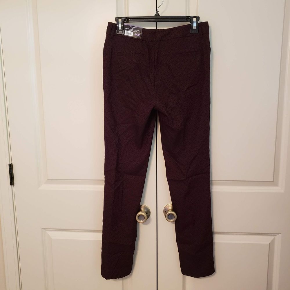 Mario Serrani Jacquard Black & Wine Pants, NWT, 4
